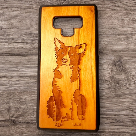 New Custom Engraved Case for Samsung Galaxy Note 9 Wood Case Dog - Picture 1 of 2